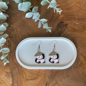 Handmade panda‎ earrings